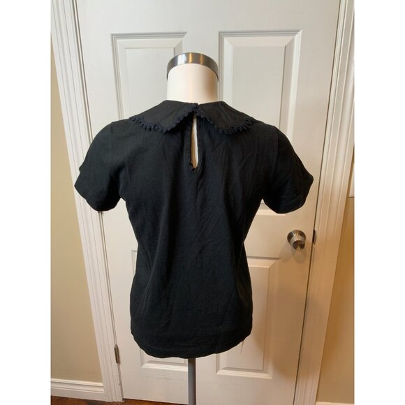 Comme Des Garcons tricot Black Short Sleeve Peter Pan Collar T-Shirt Lace Size S - Picture 5 of 8